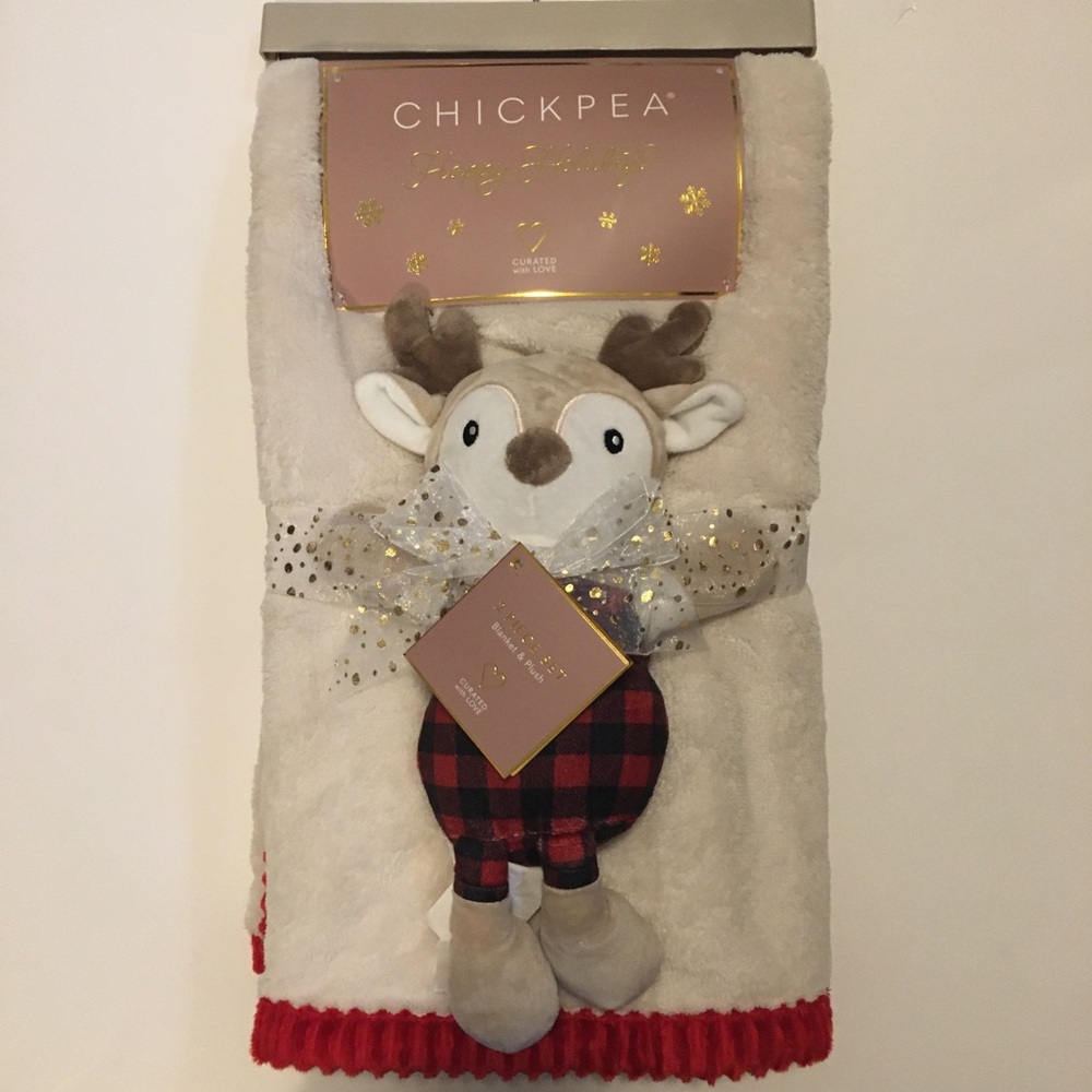 NEW 1st Christmas Cozy Baby Blanket Soft Baby Toy Lovey 2 Piece Set | Chick Pea